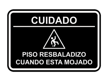 Signs ByLITA Classic Framed Cuidado: Piso Resbaladizo cuando esta mojado Door or Wall Sign Easy Installation | Health And Safety | Building And Hospitality